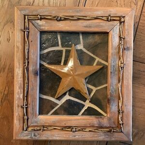 Rustic Star Wall Art with Wooden Frame